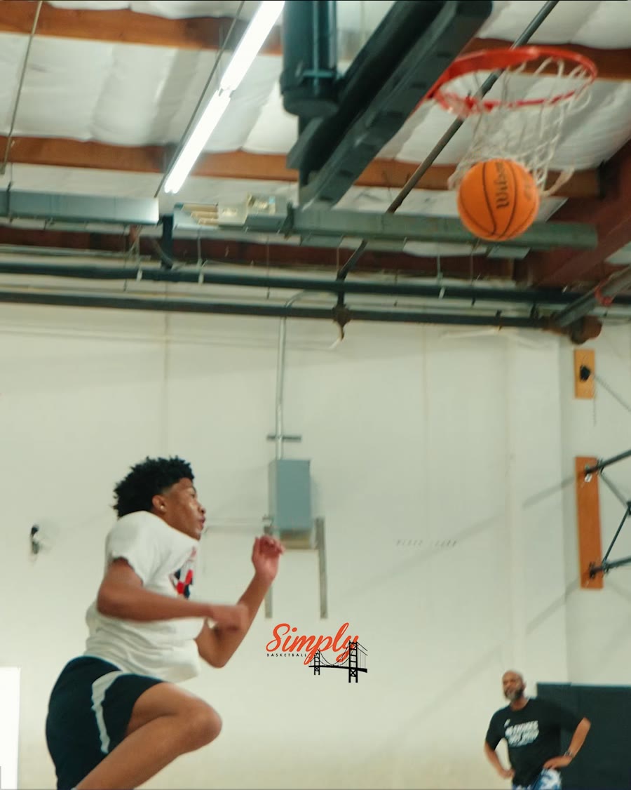 A PROVEN athlete rising for a dunk during training