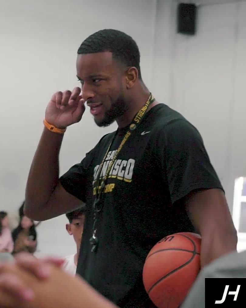 A Just Hoop player working a dribble series in skills training